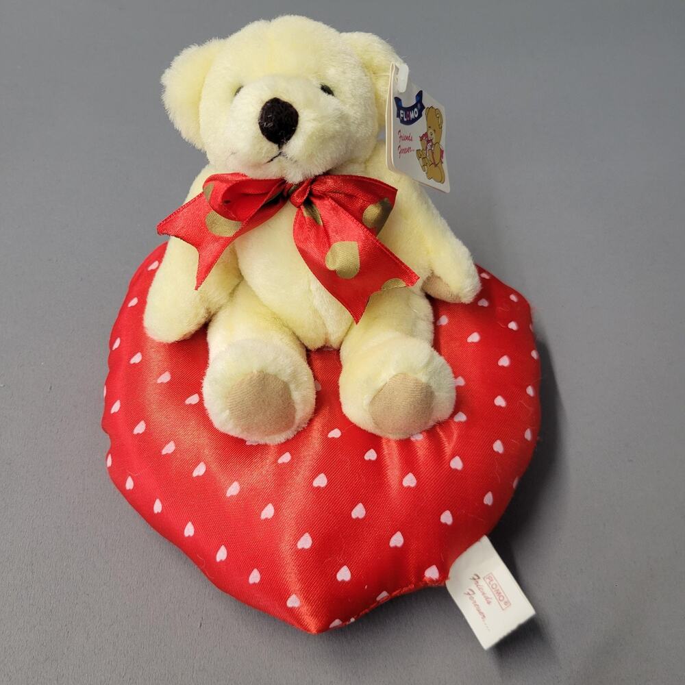 Flomo Friends Forever Teddy Bear Plush Heart Pillow Love Gift Tag Stuffed